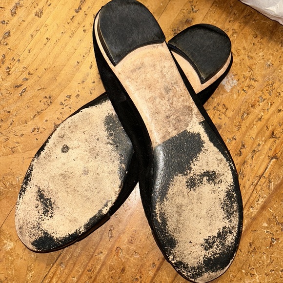 GUCCI RARE 38.5 black suede black patent leather flat back bamboo/gold Horse-bit - Picture 6 of 10